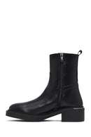 Women's Black Zippered Leather Boots | Derimod