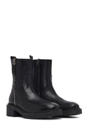 Women's Black Zippered Leather Boots | Derimod