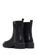 Women's Black Zippered Leather Boots | Derimod
