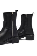 Women's Black Zippered Leather Boots | Derimod