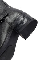 Kadın Siyah Fermuarlı Kısa Kalın Topuklu Deri Bot | Derimod