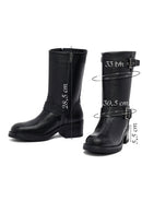 Kadın Siyah Fermuarlı Kısa Kalın Topuklu Deri Bot | Derimod