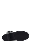 Kadın Siyah Fermuarlı Kısa Kalın Topuklu Deri Bot | Derimod