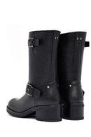 Kadın Siyah Fermuarlı Kısa Kalın Topuklu Deri Bot | Derimod