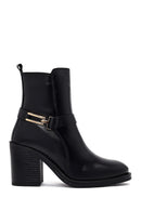 Kadın Siyah Tokalı Kalın Topuklu Deri Bot | Derimod