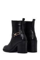 Kadın Siyah Tokalı Kalın Topuklu Deri Bot | Derimod