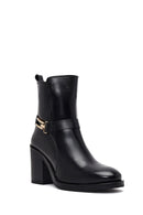 Kadın Siyah Tokalı Kalın Topuklu Deri Bot | Derimod