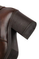 Kadın Kahverengi Tokalı Kalın Topuklu Deri Bot | Derimod