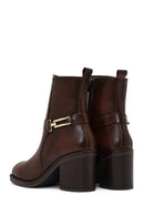 Kadın Kahverengi Tokalı Kalın Topuklu Deri Bot | Derimod