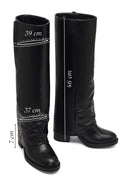 Kadın Siyah Kalın Topuklu Deri Çizme | Derimod