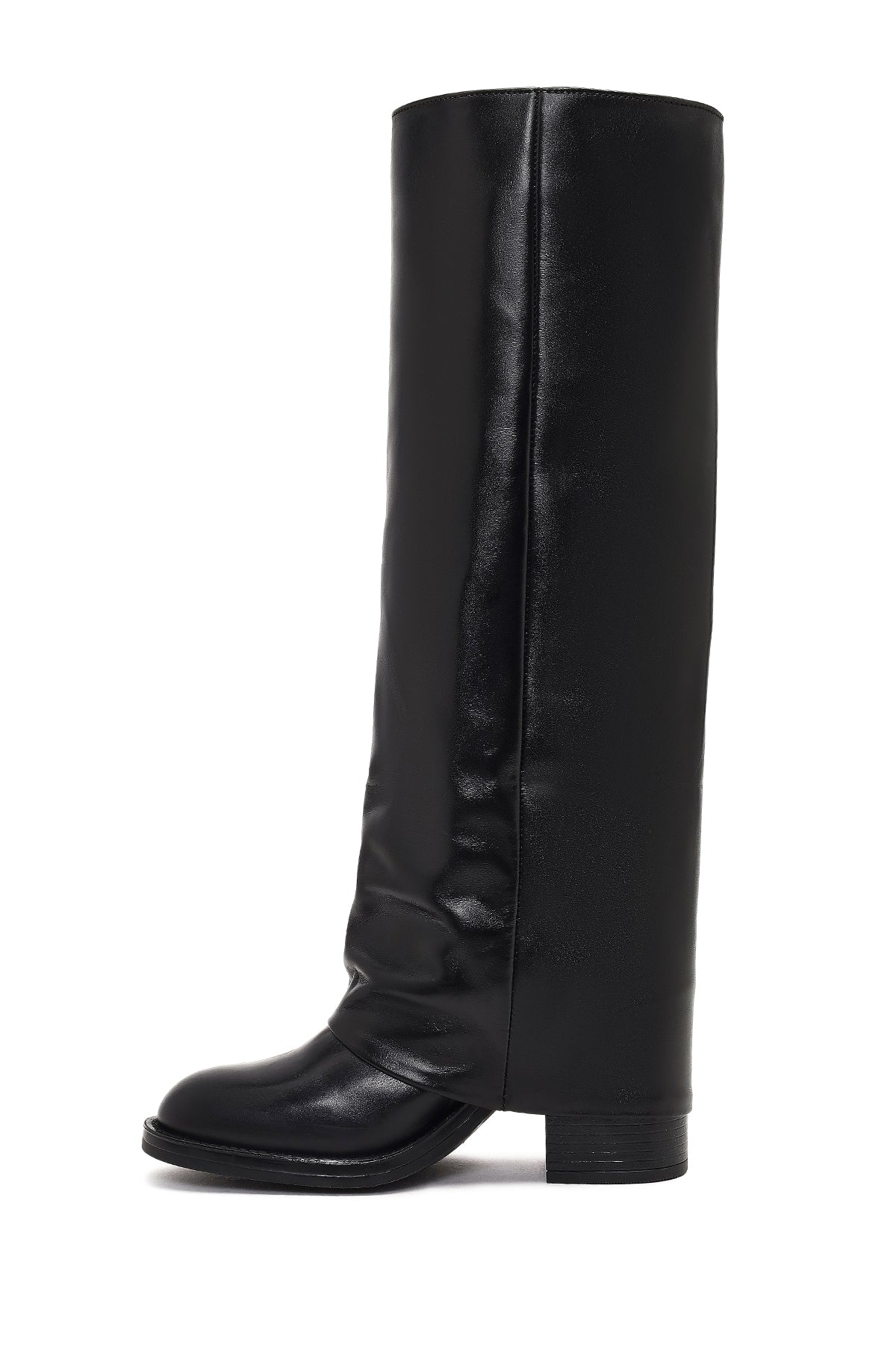 Kadın Siyah Kalın Topuklu Deri Çizme