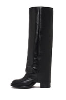 Kadın Siyah Kalın Topuklu Deri Çizme | Derimod