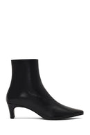 Women's Black Zippered Thick Heeled Leather Boot | Derimod