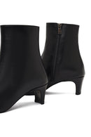 Women's Black Zippered Thick Heeled Leather Boot | Derimod