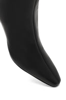 Women's Black Zippered Thick Heeled Leather Boot | Derimod