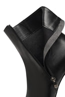 Women's Black Zippered Thick Heeled Leather Boot | Derimod