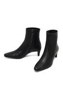 Women's Black Zippered Thick Heeled Leather Boot | Derimod