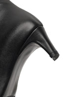 Women's Black Zippered Thick Heeled Leather Boot | Derimod