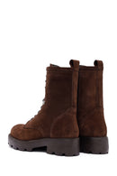 Woman Brown Zippered Suede Leather Postal Boots | Derimod