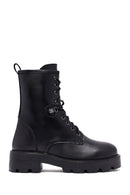 Kadın Siyah Fermuarlı Deri Postal Bot | Derimod