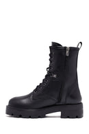 Kadın Siyah Fermuarlı Deri Postal Bot | Derimod