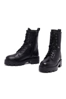 Kadın Siyah Fermuarlı Deri Postal Bot | Derimod