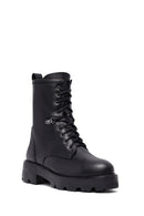 Kadın Siyah Fermuarlı Deri Postal Bot | Derimod