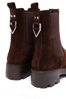 Woman Brown Thick-Soled Suede Leather Chelsea Boots | Derimod