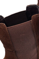 Woman Brown Thick-Soled Suede Leather Chelsea Boots | Derimod