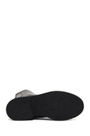 Women's Black Lace-Up Zipper Leather Combat Boots | Derimod