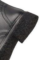 Women's Black Lace-Up Zipper Leather Combat Boots | Derimod