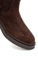 Kadın Kahverengi Fermuarlı Süet Deri Bot | Derimod