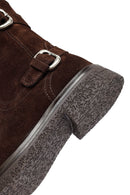 Kadın Kahverengi Fermuarlı Süet Deri Bot | Derimod