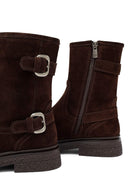 Kadın Kahverengi Fermuarlı Süet Deri Bot | Derimod