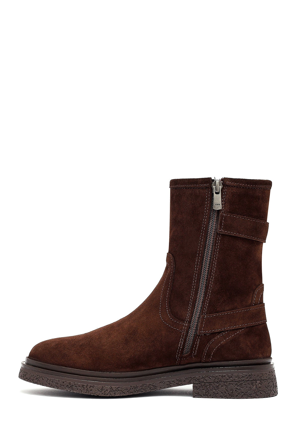 Kadın Kahverengi Fermuarlı Süet Deri Bot