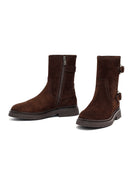 Kadın Kahverengi Fermuarlı Süet Deri Bot | Derimod