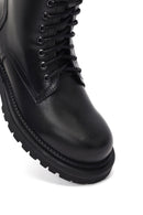 Women's Black Zipper Leather Combat Boots | Derimod