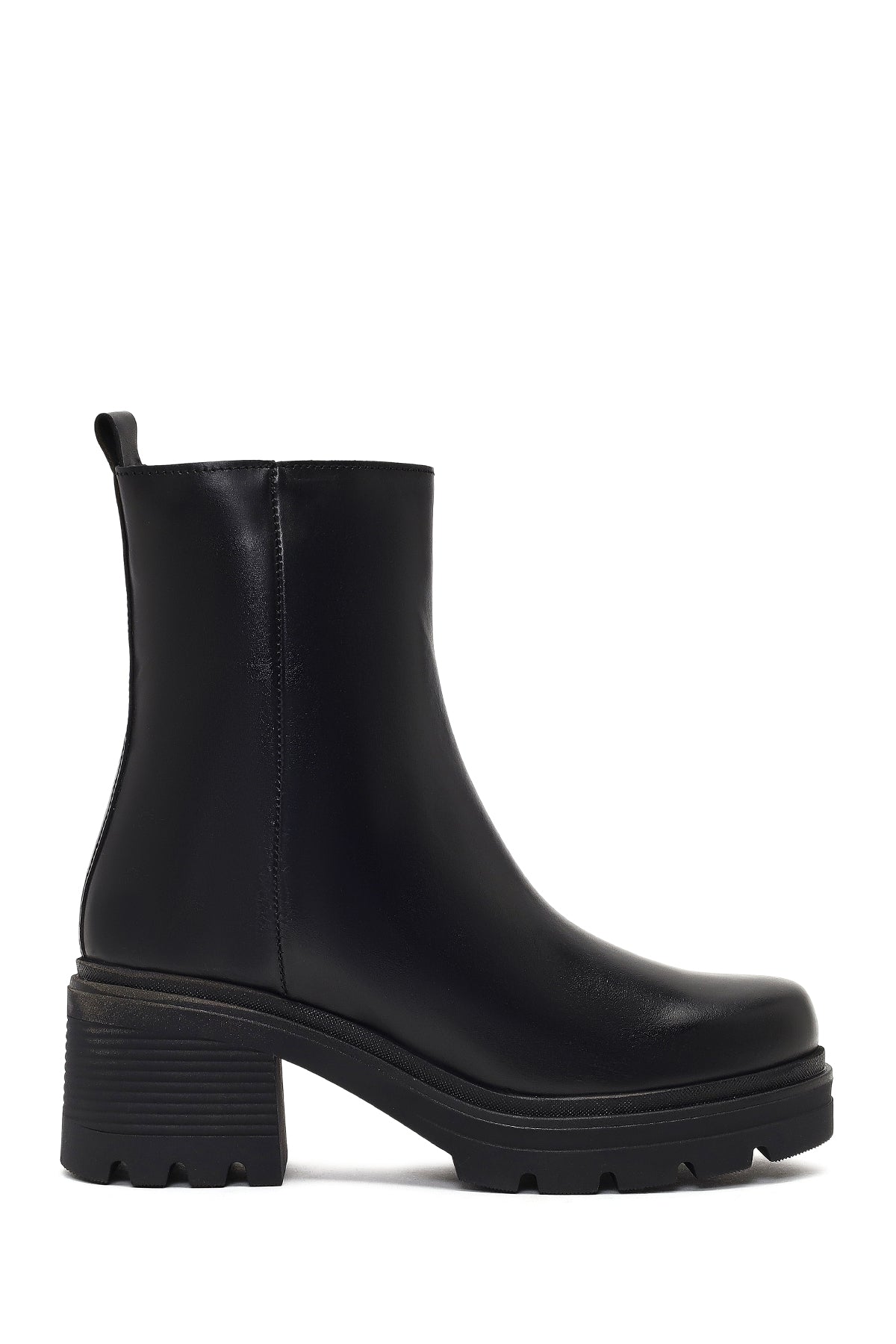 Kadın Siyah Fermuarlı Kalın Topuklu Deri Bot 25WFD187518 | Derimod