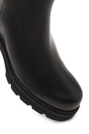 Kadın Siyah Fermuarlı Kalın Topuklu Deri Bot | Derimod