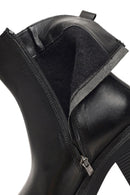 Kadın Siyah Fermuarlı Kalın Topuklu Deri Bot | Derimod