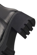 Kadın Siyah Fermuarlı Kalın Topuklu Deri Bot | Derimod