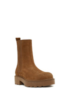 Kadın Vizon Fermuarlı Kalın Tabanlı Süet Deri Bot | Derimod