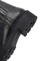 Kadın Siyah Fermuarlı Kalın Tabanlı Deri Bot | Derimod