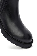 Kadın Siyah Fermuarlı Kalın Tabanlı Deri Bot | Derimod