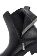 Kadın Siyah Fermuarlı Kalın Tabanlı Deri Bot | Derimod