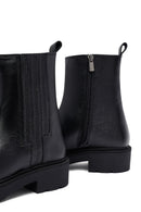 Kadın Siyah Fermuarlı Kalın Tabanlı Deri Bot | Derimod