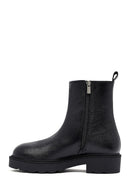 Kadın Siyah Fermuarlı Kalın Tabanlı Deri Bot | Derimod