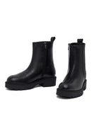 Kadın Siyah Fermuarlı Kalın Tabanlı Deri Bot | Derimod