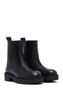 Kadın Siyah Fermuarlı Kalın Tabanlı Deri Bot | Derimod