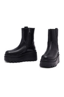 Kadın Siyah Fermuarlı Kalın Tabanlı Deri Bot | Derimod